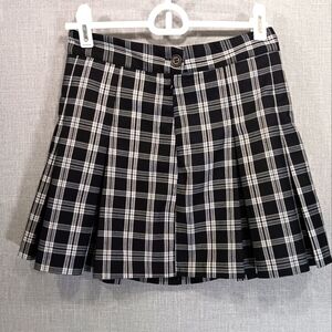 Plaid Pleated Mini Skirt Size 2 Y2K Clueless Preppy Academia Neutral Divided H&M